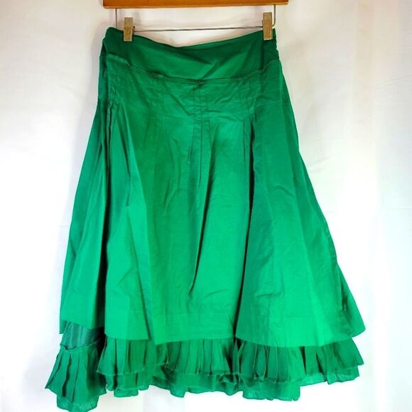 Diana Ferrari Green Ruffled A-Line Midi Skirt - Picture 1 of 8